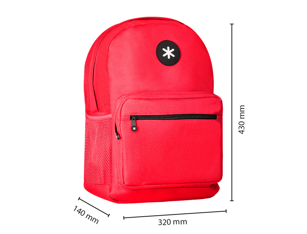 Mochila para portatil 15,6/' antartik com pega e bolso frontal com fecho cor vermelho 320x140x430 mm ( Imagem 2 de 14 ) - Preview