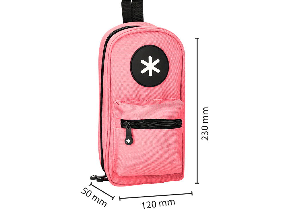 Estojo escolar antartik forma de mochila com bolso e 4 departamentos cor coral 230x50x120 mm ( Imagem 2 de 14 ) - Preview