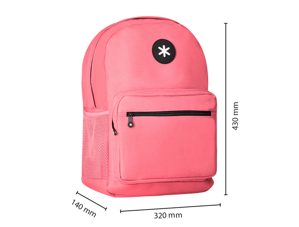 Mochila para portatil 15,6/' antartik com pega e bolso frontal com fecho cor coral 320x140x430 mm ( Imagem 3 de 20 ) - Preview