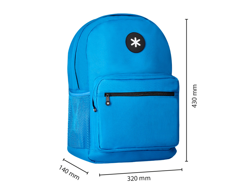 Mochila para portatil 15,6/' antartik com pega e bolso frontal com fecho cor azul 320x140x430 mm ( Imagem 3 de 19 ) - Preview