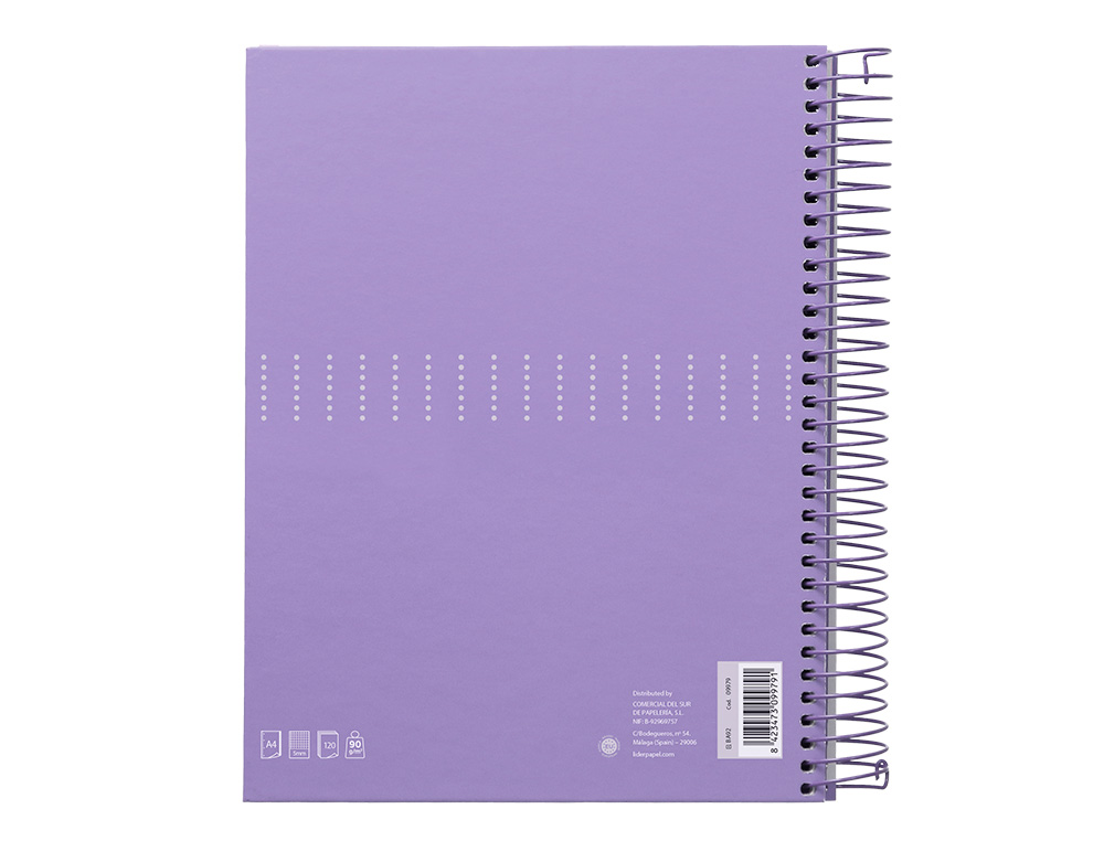 Caderno espiral liderpapel din a4 crafty capa forrada 120 f 90 gr quadricula 5mm 5 bandas de cores 4 furos cor violeta ( Imagem 5 de 26 ) - Preview