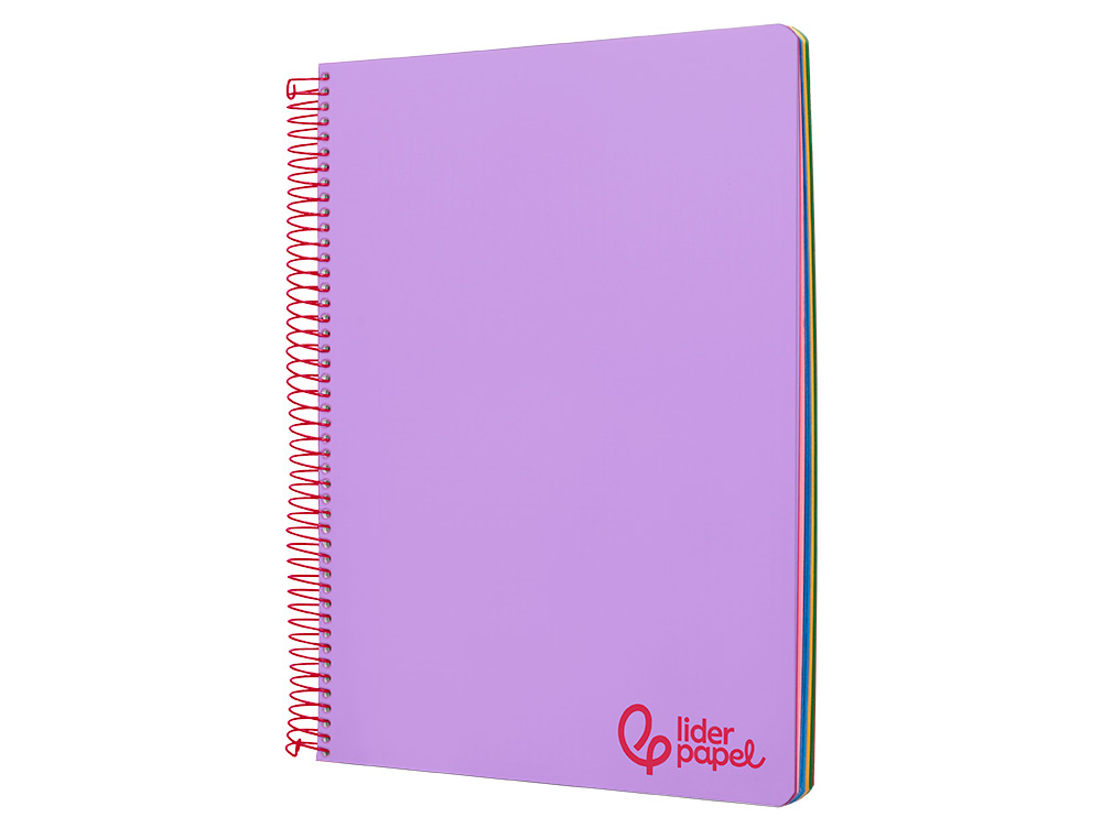 Caderno espiral liderpapel din a4 wonder capa plastico 120 f 90 gr quadricula 5 mm 5 bandas de cores 4 furos violeta ( Imagem 5 de 23 ) - Preview