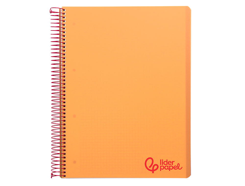 Caderno espiral liderpapel din a4 wonder capa plastico 120 f 90 gr quadricula 5 mm 5 bandas de cores 4 furos laranja ( Imagem 3 de 23 ) - Preview