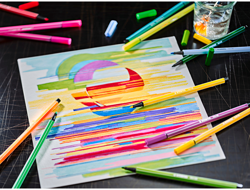 Marcador stabilo aguarelavel pen 68 arty line 1 mm estojo cartao de 24 unidades cores sortidas ( Imagem 4 de 5 ) - Preview