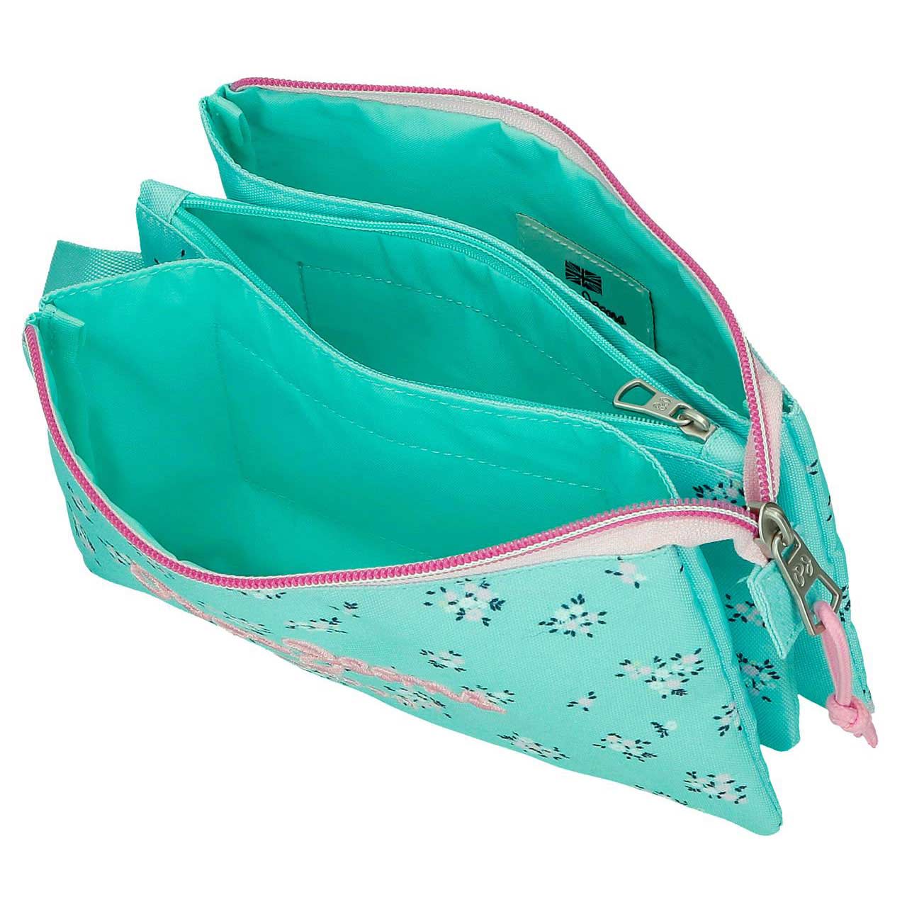 Estojo Escolar Pepe Jeans Nora Turquesa 2025 Triplo 410106405055 ( Imagem 4 de 4 ) - Preview