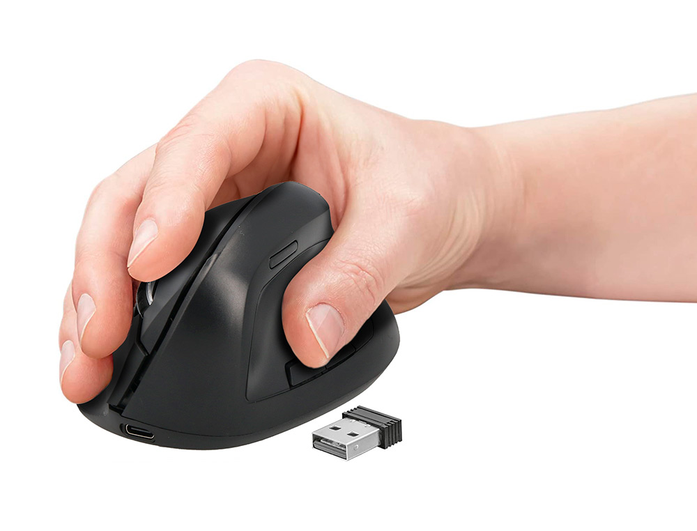 Rato q-connect otico sem fios ergonomico vertical dpi 800/1200/1600 bateria recarregavel preto ( Imagem 5 de 10 ) - Preview