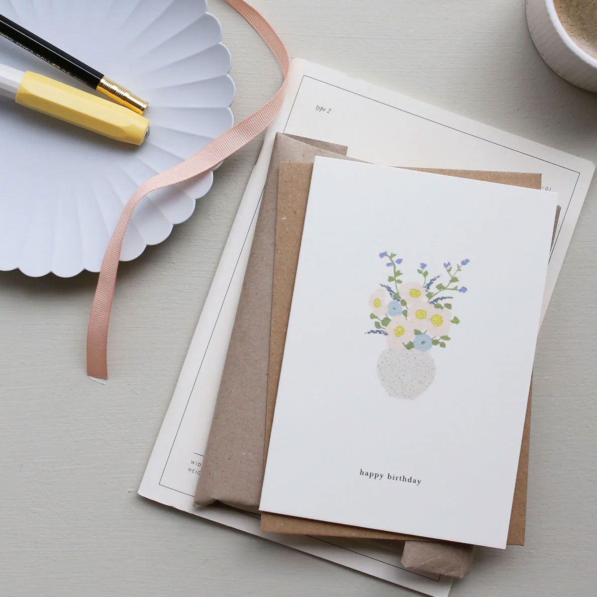 Postal Kartotek Flowers "Happy Birthday" Gc-0084 ( Imagem 3 de 3 ) - Preview