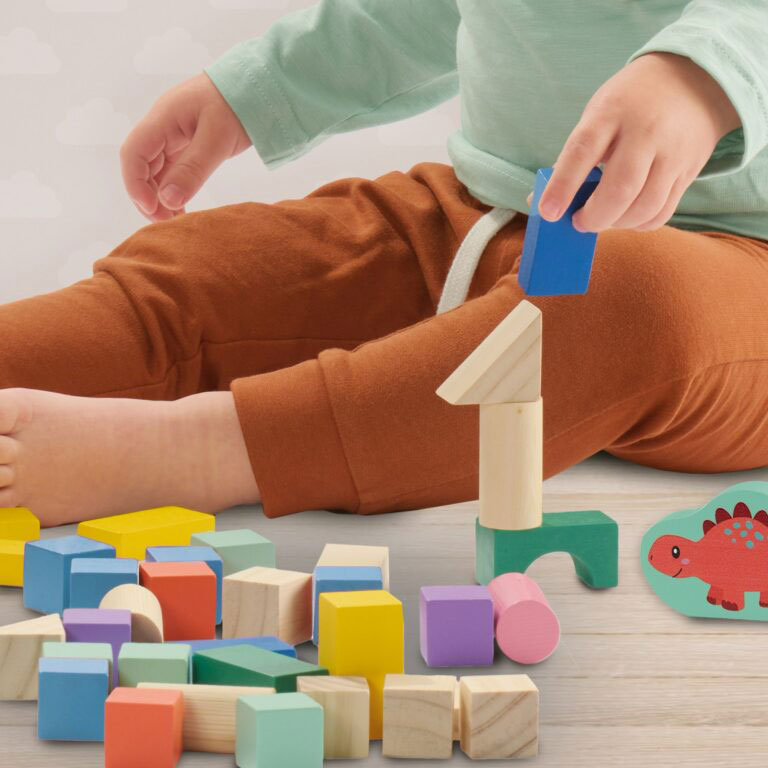 Blocos De Construção De Madeira Dinossauros - Balde Com 50 Pecas Ses Tiny Talents 13204 ( Imagem 4 de 4 ) - Preview