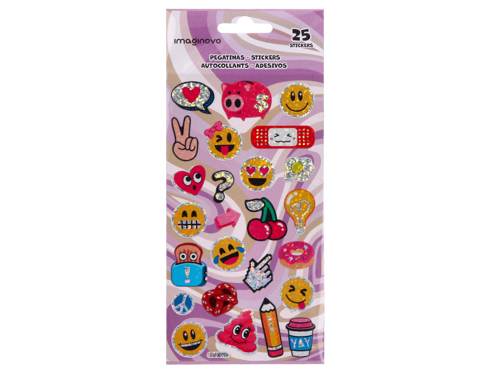 Autocolantes imaginovo desenhos sortidos smiley com brilho 214x100 mm em blister ( Imagem 2 de 5 ) - Preview