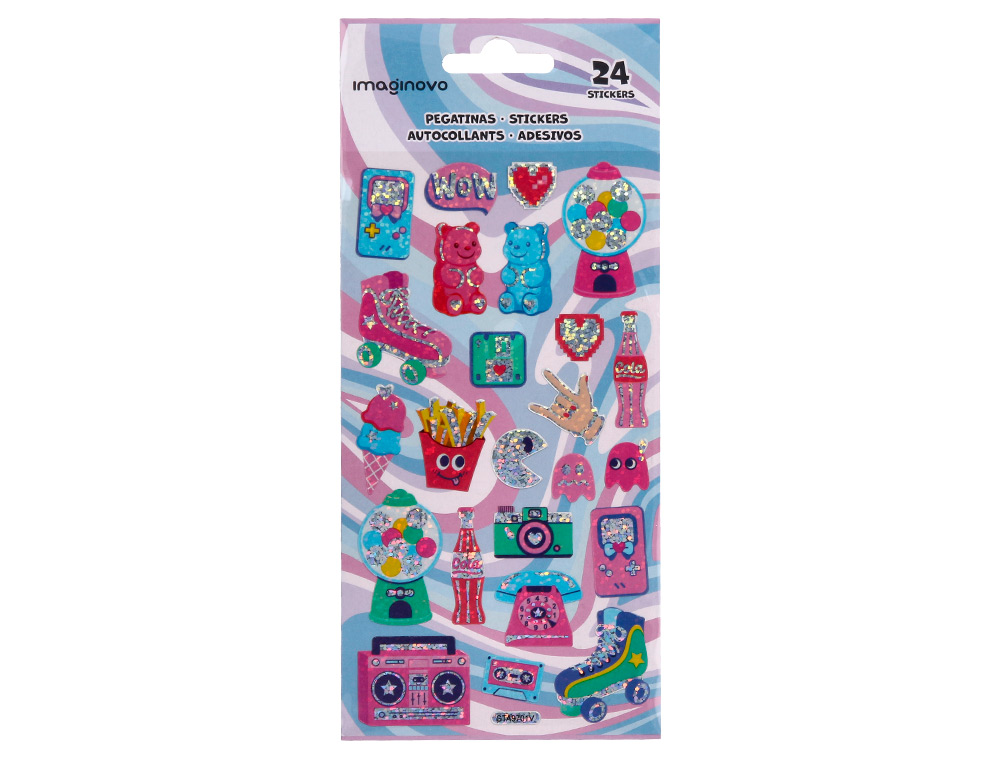 Autocolantes imaginovo desenhos sortidos hobbies com brilho 214x100 mm em blister ( Imagem 2 de 5 ) - Preview