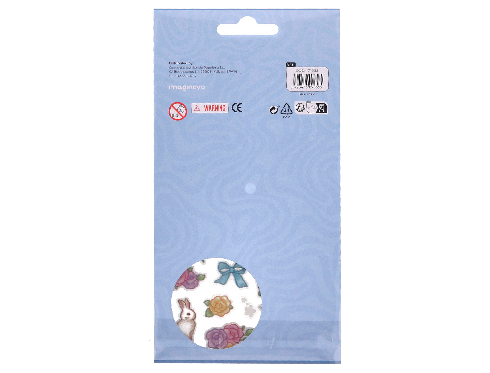 Autocolantes imaginovo flores e coelhos de papel 190x104 mm em blister ( Imagem 3 de 5 ) - Preview