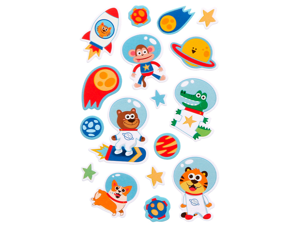 Autocolantes imaginovo luminosos astronautas 250x145 mm em blister ( Imagem 4 de 5 ) - Preview