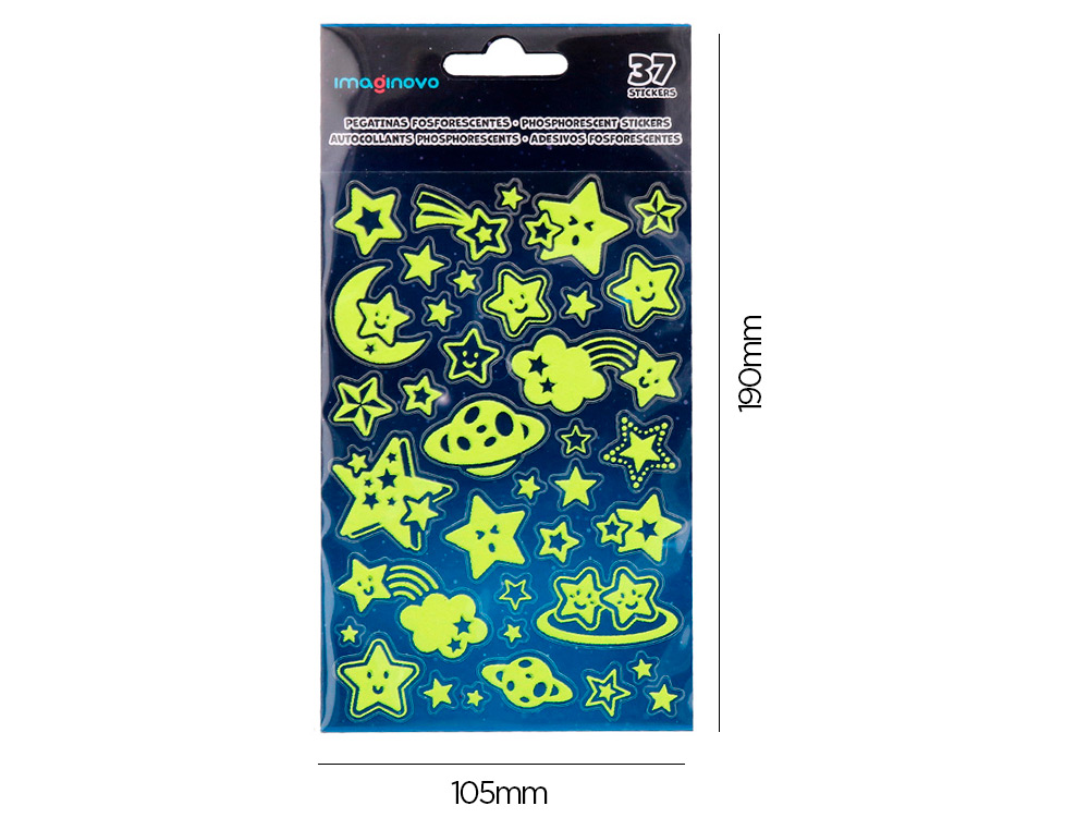 Autocolantes imaginovo luminosos estrelas com relevo 190x105 mm em blister ( Imagem 5 de 5 ) - Preview