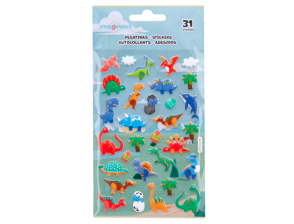 Autocolantes imaginovo kids dinossauros goma eva 190x105 mm em blister ( Imagem 2 de 5 ) - Preview