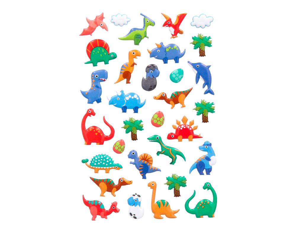 Autocolantes imaginovo kids dinossauros goma eva 190x105 mm em blister ( Imagem 4 de 5 ) - Preview