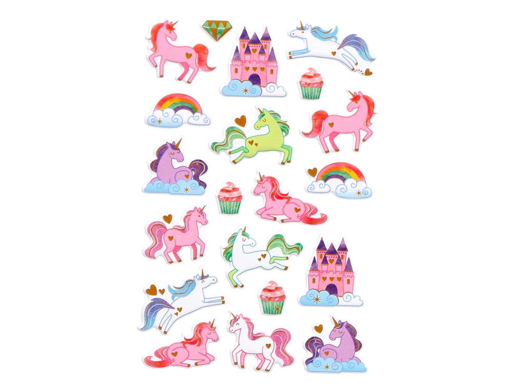 Autocolantes imaginovo unicornios magic dreams com relevo 190x105 mm em blister ( Imagem 4 de 5 ) - Preview