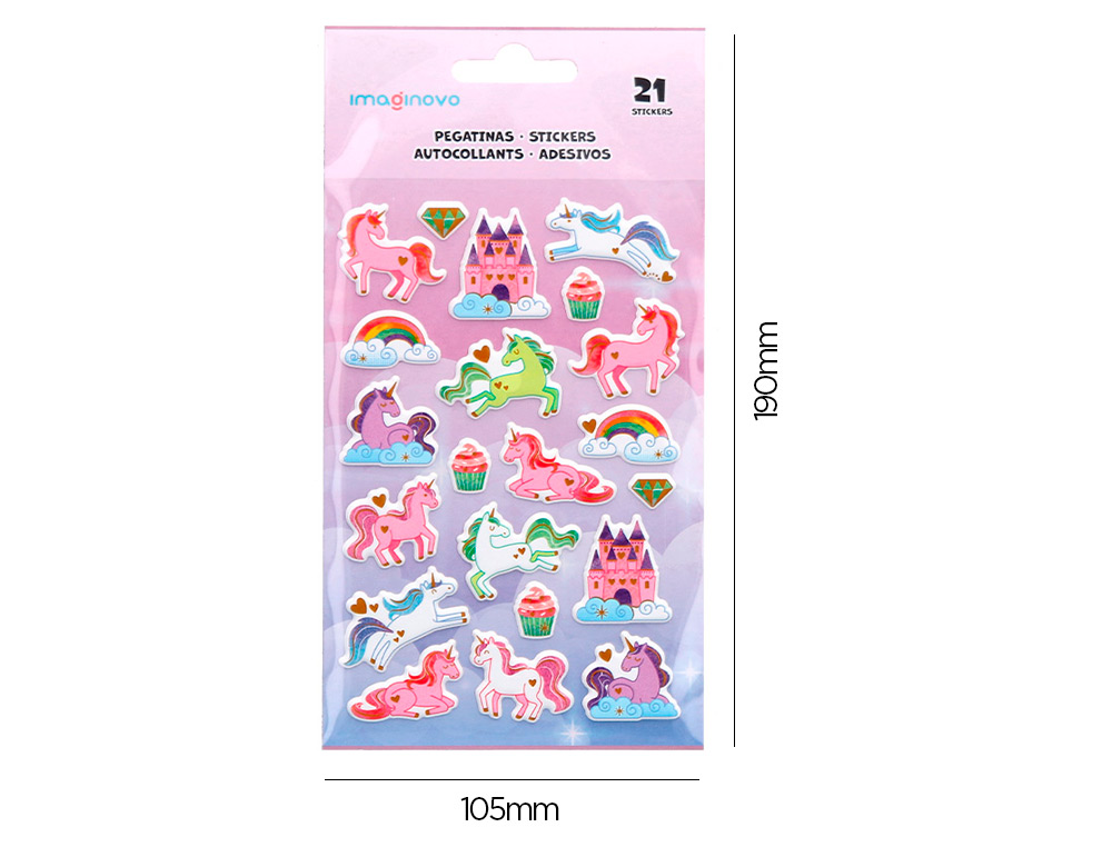 Autocolantes imaginovo unicornios magic dreams com relevo 190x105 mm em blister ( Imagem 5 de 5 ) - Preview