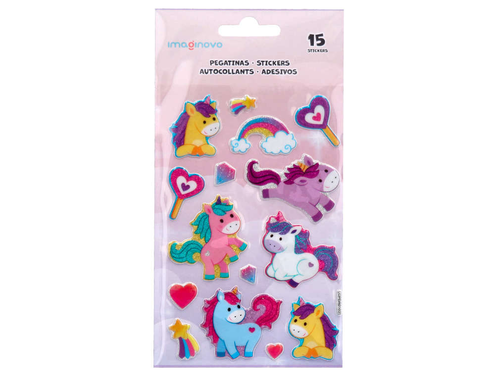 Autocolantes imaginovo unicornios magic dreams com brilho 190x105 mm em blister ( Imagem 2 de 5 ) - Preview