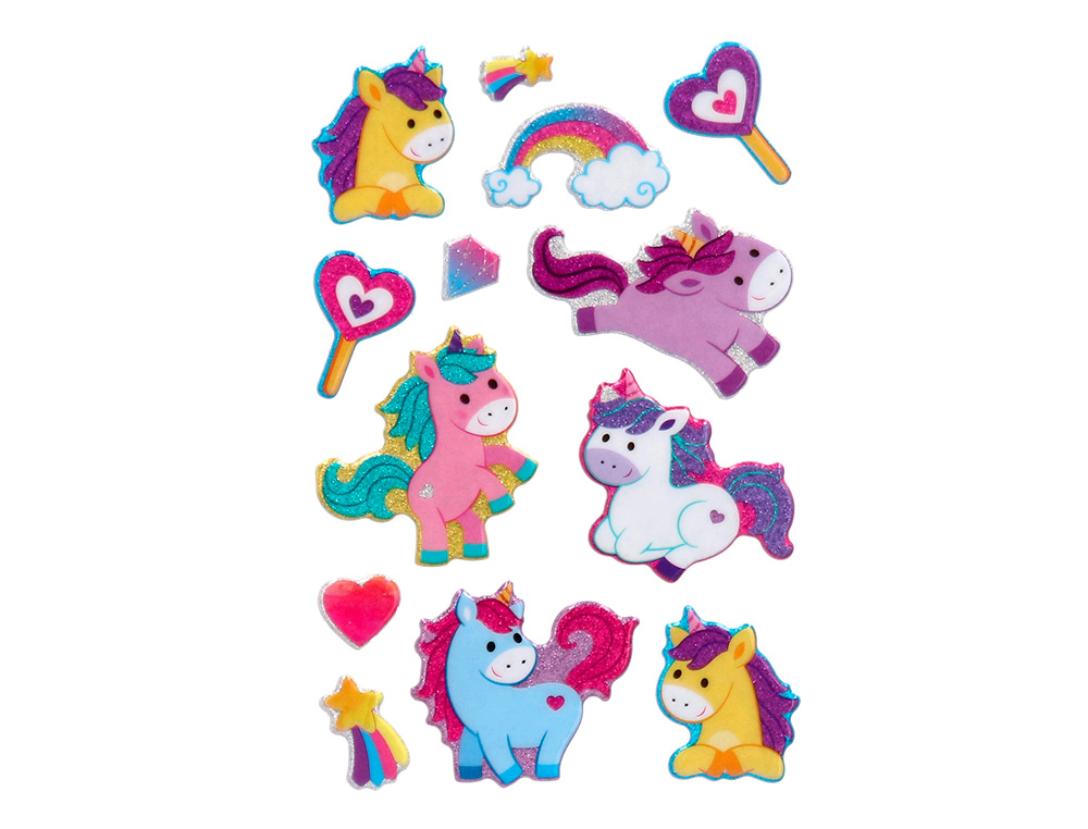 Autocolantes imaginovo unicornios magic dreams com brilho 190x105 mm em blister ( Imagem 4 de 5 ) - Preview