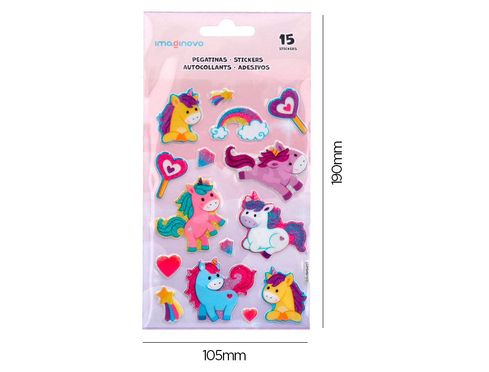 Autocolantes imaginovo unicornios magic dreams com brilho 190x105 mm em blister ( Imagem 5 de 5 ) - Preview