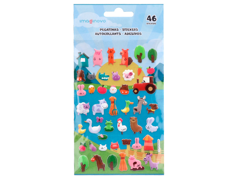 Autocolantes imaginovo cute animals quinta com relevo 190x105 mm em blister ( Imagem 2 de 5 ) - Preview