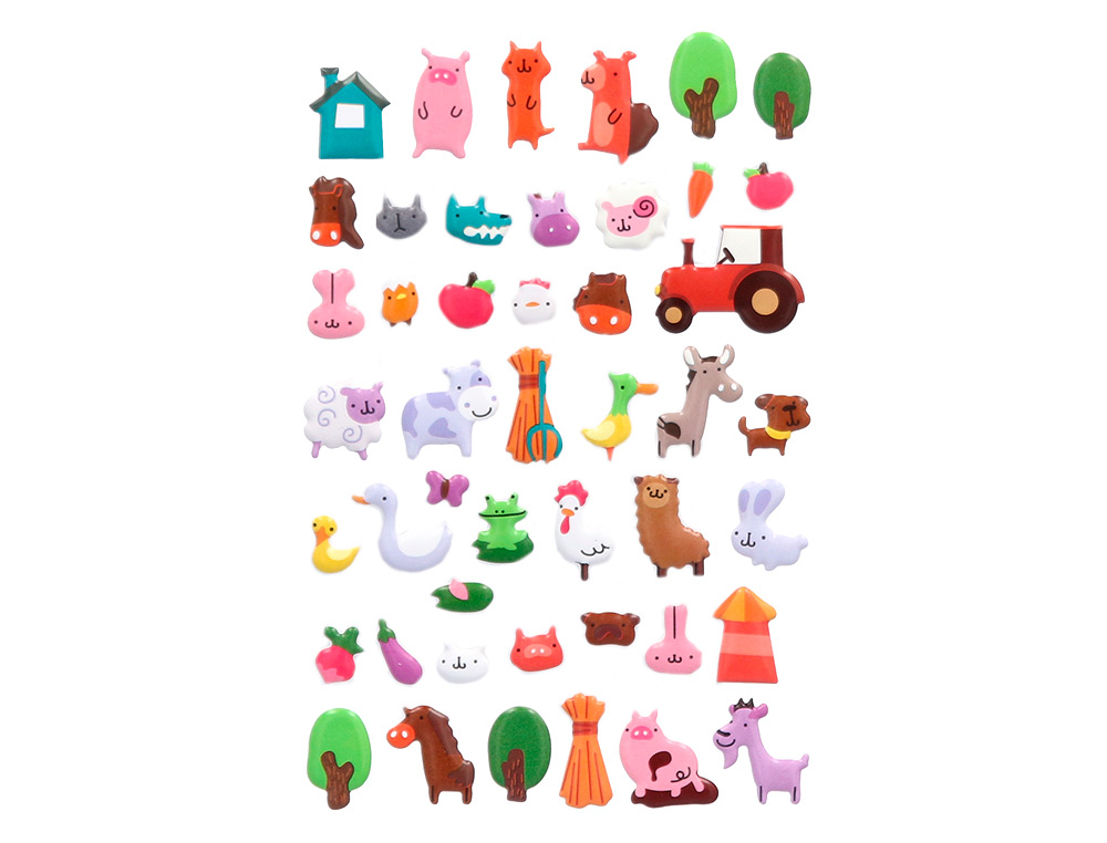 Autocolantes imaginovo cute animals quinta com relevo 190x105 mm em blister ( Imagem 4 de 5 ) - Preview