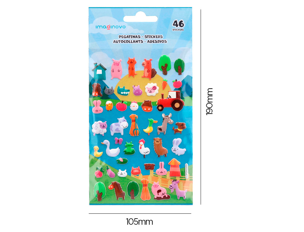 Autocolantes imaginovo cute animals quinta com relevo 190x105 mm em blister ( Imagem 5 de 5 ) - Preview