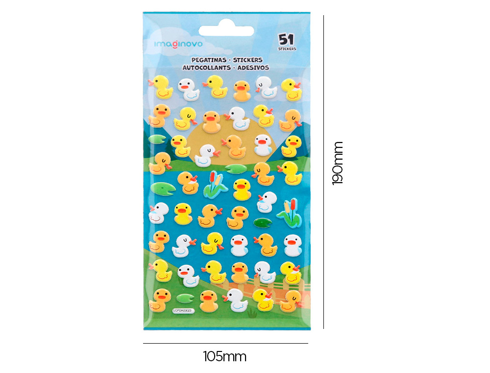 Autocolantes imaginovo cute animals patos com relevo 190x105 mm em blister ( Imagem 5 de 5 ) - Preview