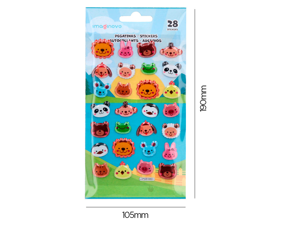 Autocolantes imaginovo cute animals selvagens com relevo 190x105 mm em blister ( Imagem 5 de 5 ) - Preview