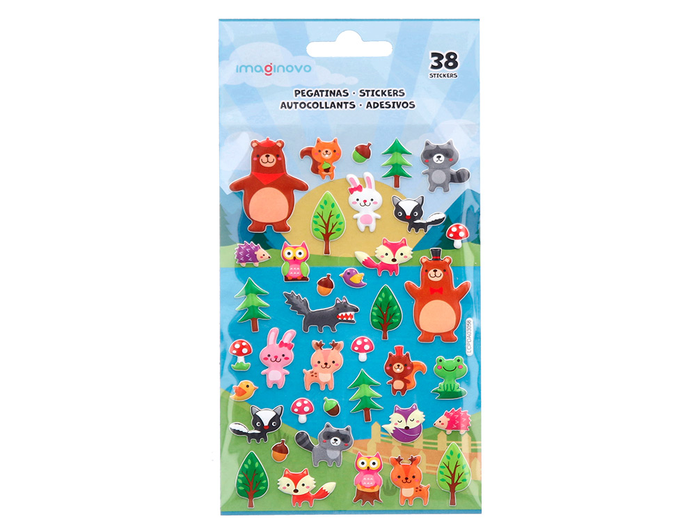 Autocolantes imaginovo cute animals bosque com relevo 190x105 mm em blister ( Imagem 2 de 5 ) - Preview