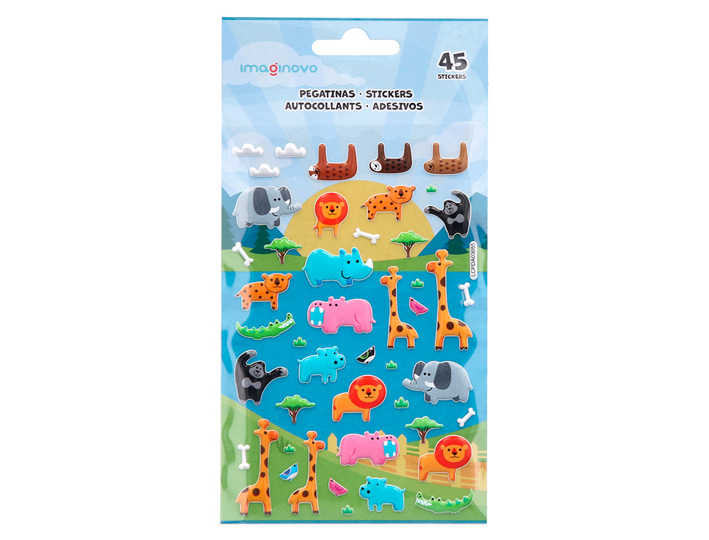 Autocolantes imaginovo cute animals safari com relevo 190x105 mm em blister ( Imagem 2 de 5 ) - Preview
