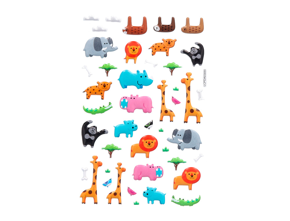 Autocolantes imaginovo cute animals safari com relevo 190x105 mm em blister ( Imagem 4 de 5 ) - Preview