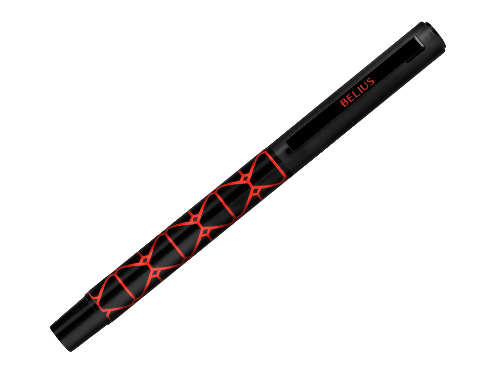 Esferografica belius legacy aluminio desenho triangulo vermelho corpo preto tinta cor azul caixa de design ( Imagem 5 de 8 ) - Preview