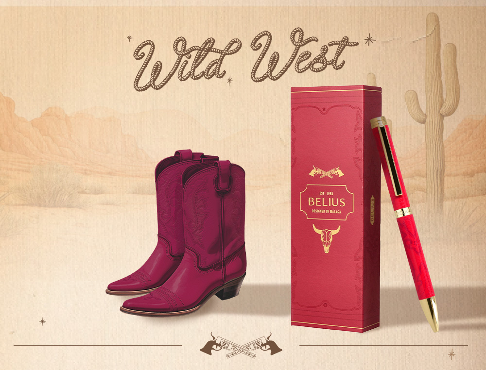 Esferografica belius wild west aluminio cor granate celeste dourado tinta cor azul caixa de design ( Imagem 4 de 10 ) - Preview