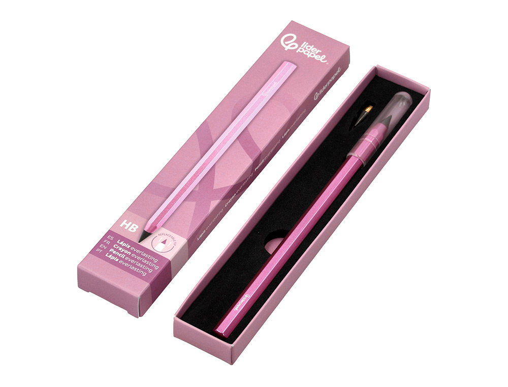 Lapis de grafite liderpapel infinito com borracha aluminio hexagonal rosa ultra resistente 1 ponta de recarga ( Imagem 5 de 10 ) - Preview
