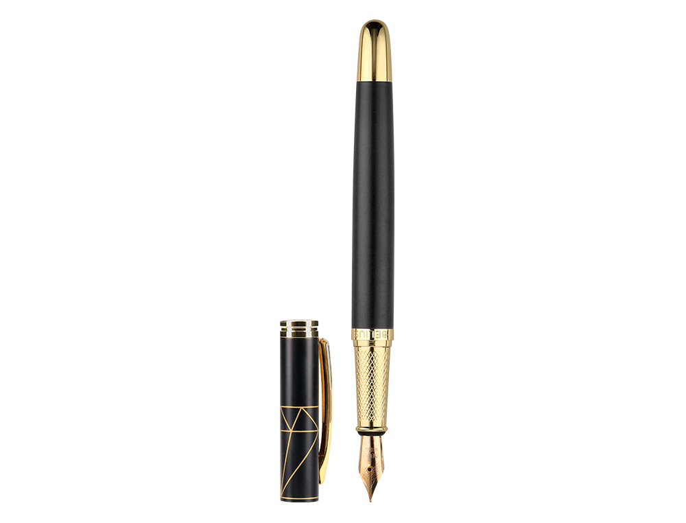 Caneta e estojo belius soiree preto dourado tinta azul caixa de oferta ( Imagem 2 de 26 ) - Preview