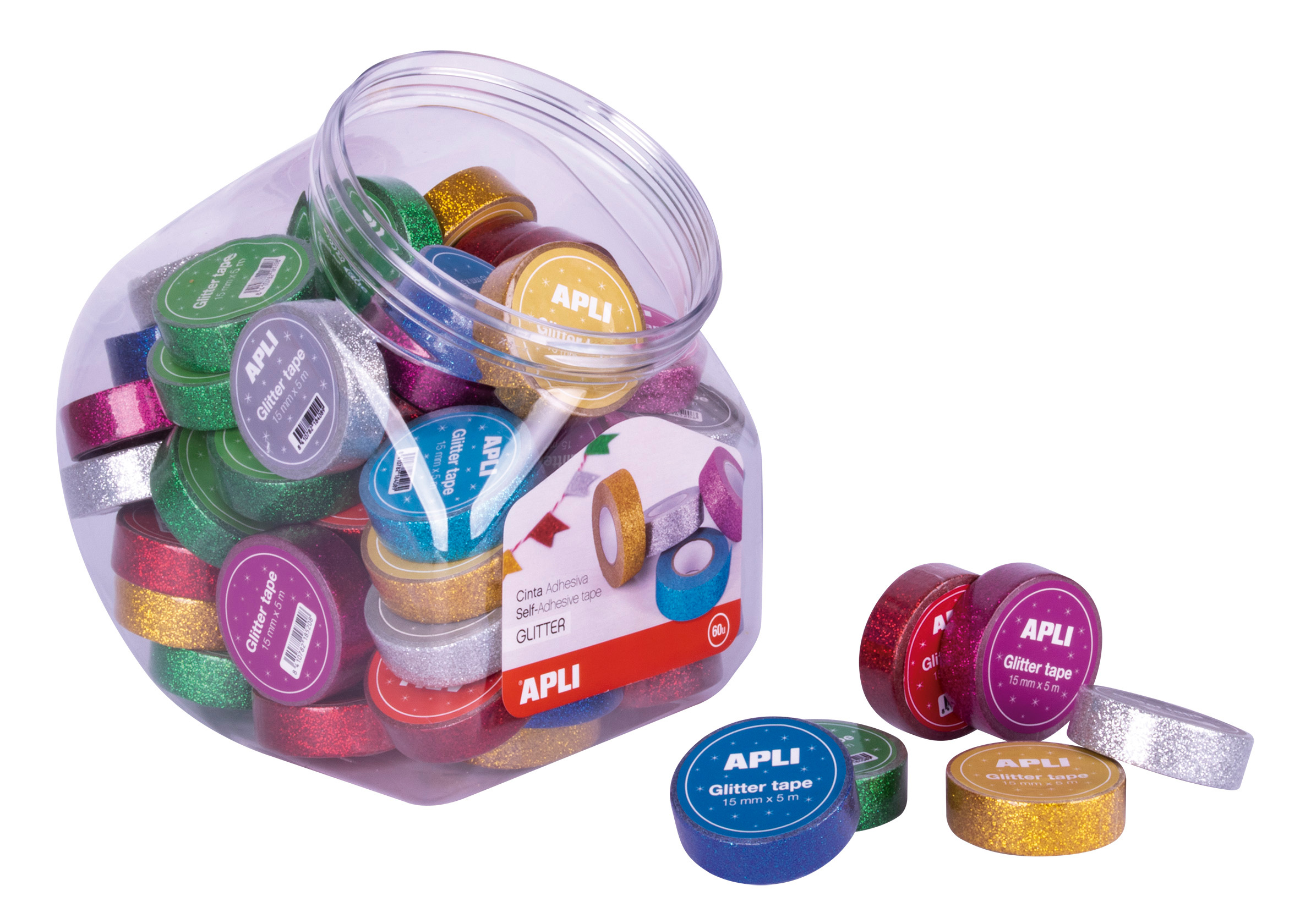Fita Decorativa Washi Tape 15Mmx5M Glitter Sortido Apli 18520 ( Imagem 2 de 2 ) - Preview