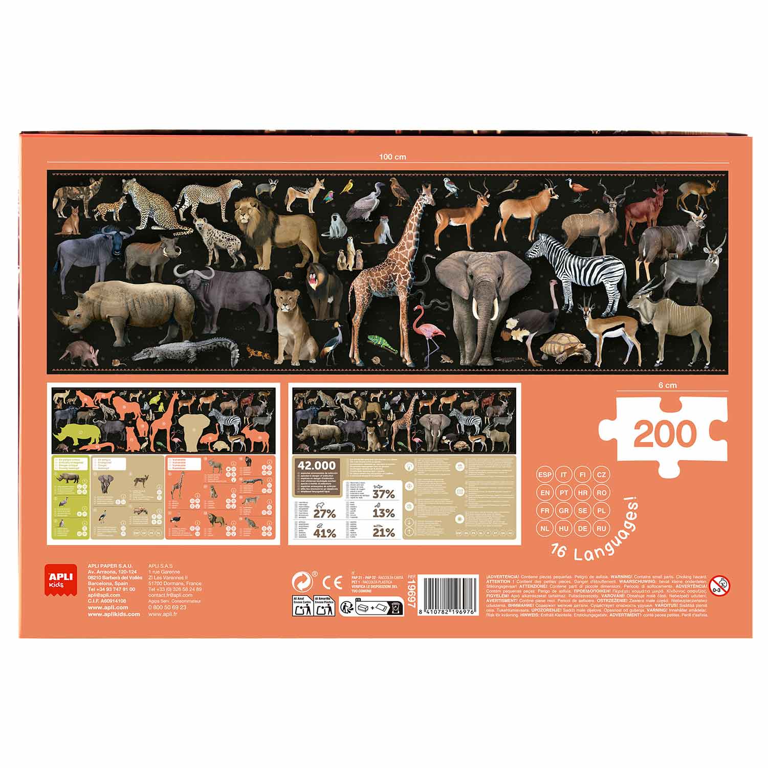 Puzzle 200 peças Animais em Extinção da Selva ( Imagem 2 de 2 ) - Preview