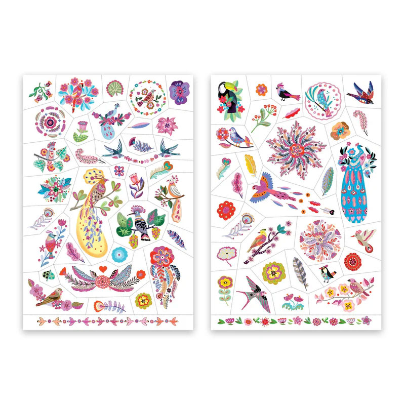 50 Tatuagens Efeito Metalizado - Passaros Brilhantes Djeco Dj09615 ( Imagem 2 de 2 ) - Preview