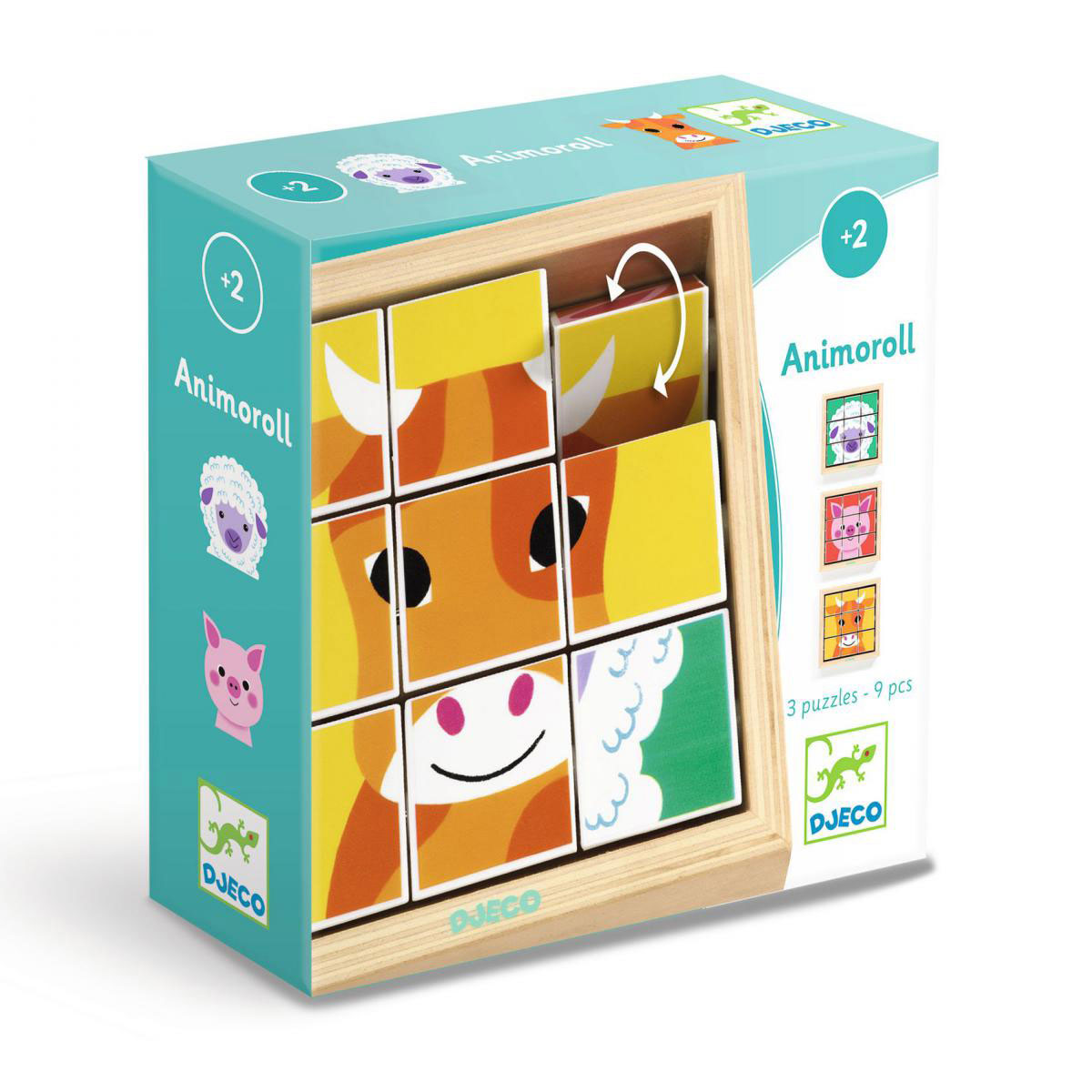 Animoroll Puzzle 9 Blocos Com Animais Djeco Dj01955 ( Imagem 2 de 2 ) - Preview