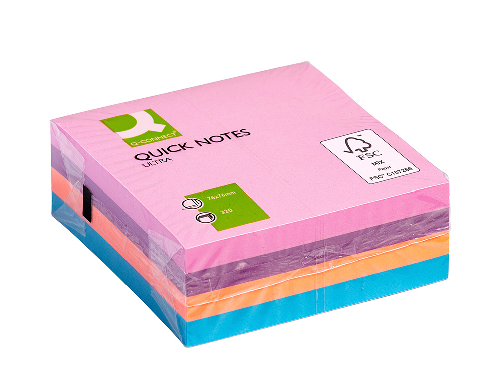 Bloco de notas adesivas Q-connect. 75 x 75 mm. Cores sortidas ( Imagem 2 de 6 ) - Preview