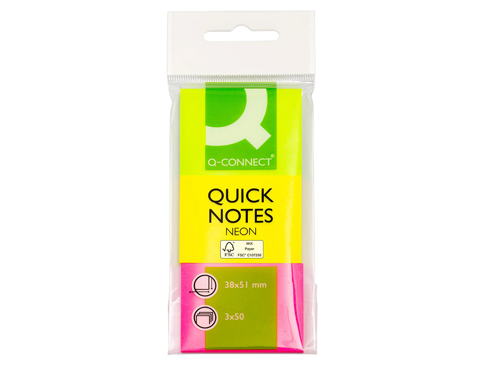 Bloco de notas adesivas q-connect fluorescente 40 x 50 mm ( Imagem 2 de 7 ) - Preview