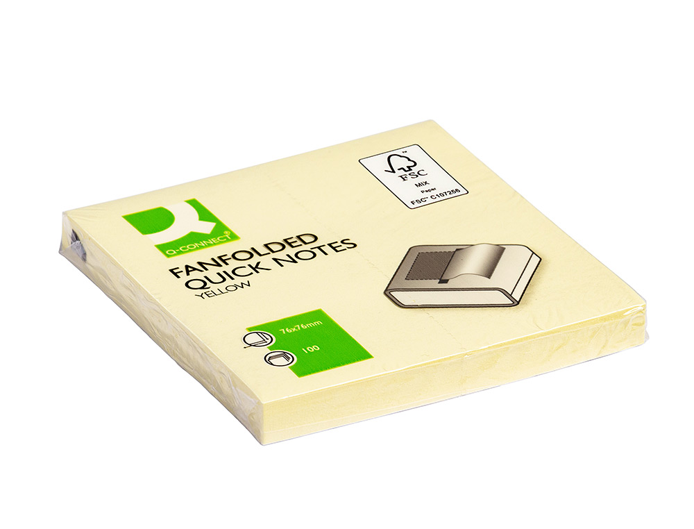 Bloco de notas adesivas q-connect amarelo. 75 x 75 mm (12 unidades) ( Imagem 2 de 8 ) - Preview