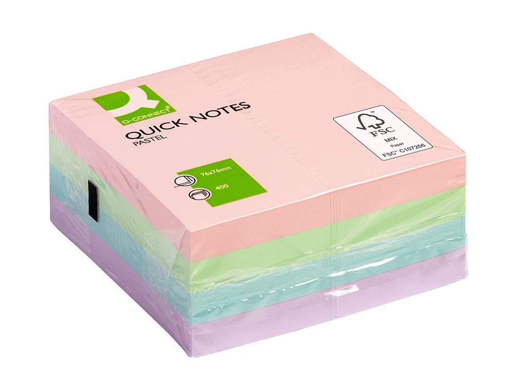 Q-Connect sticky note pad, pastel color, 75 x 75 mm ( Imagem 2 de 6 ) - Preview