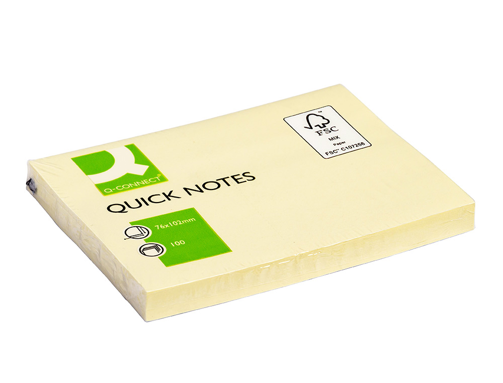 Bloco de notas adesivas q-connect amarelo 75 x 100 mm ( Imagem 2 de 6 ) - Preview