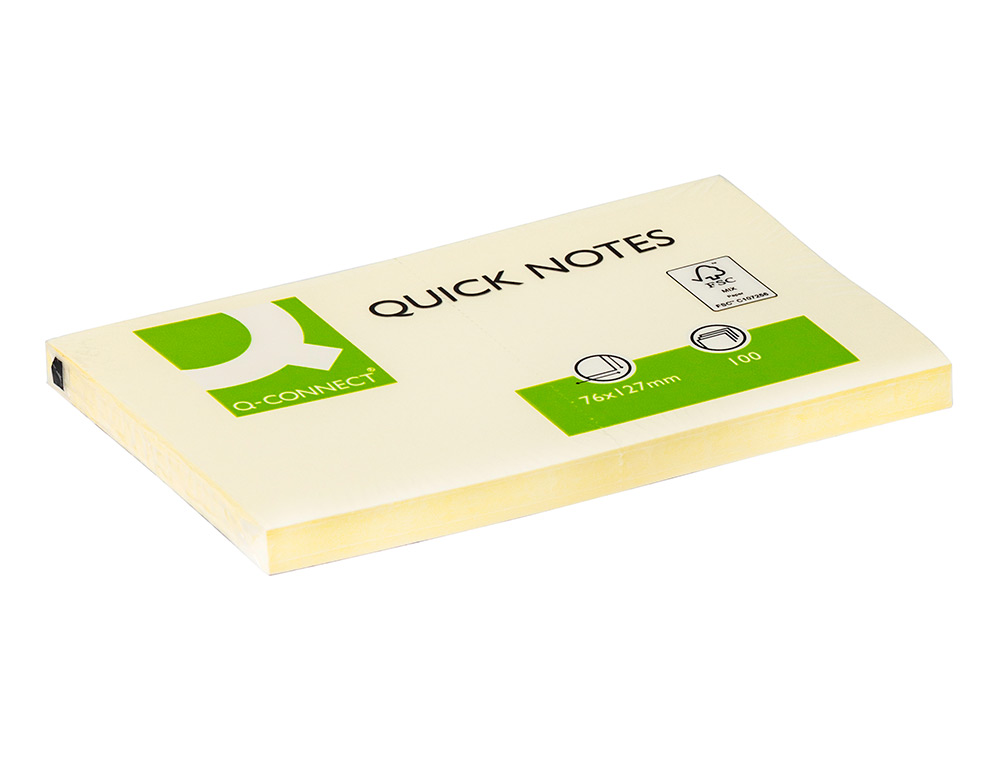 Bloco de notas adesivas q-connect amarelo 75 x 125 mm (12 unidades) ( Imagem 2 de 7 ) - Preview