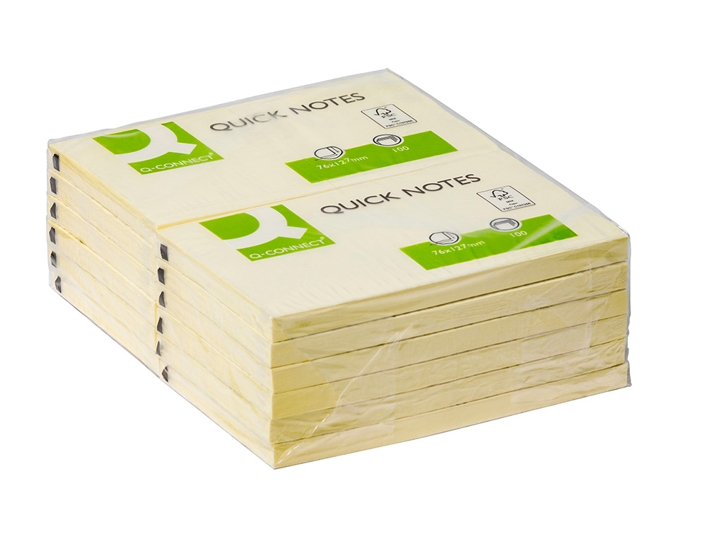 Bloco de notas adesivas q-connect amarelo 75 x 125 mm (12 unidades) ( Imagem 3 de 7 ) - Preview