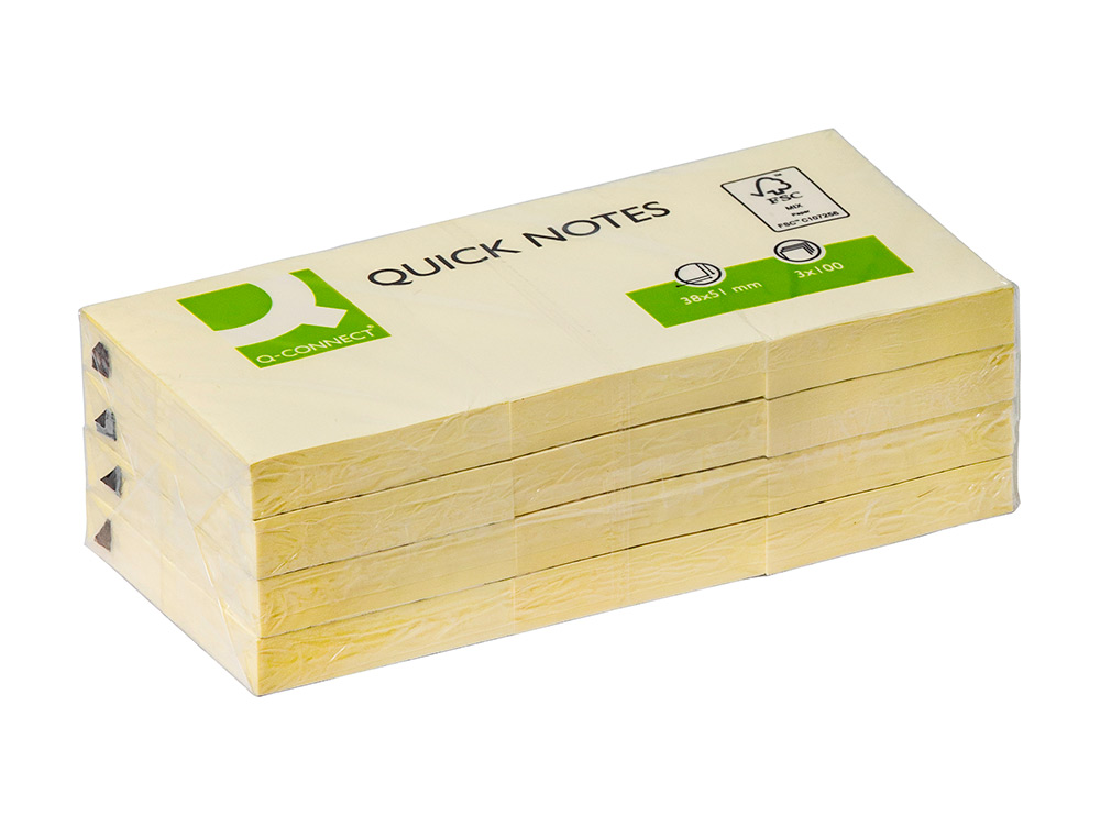Bloco de notas adesivas q-connect amarelo 40 x 50 mm ( Imagem 2 de 8 ) - Preview