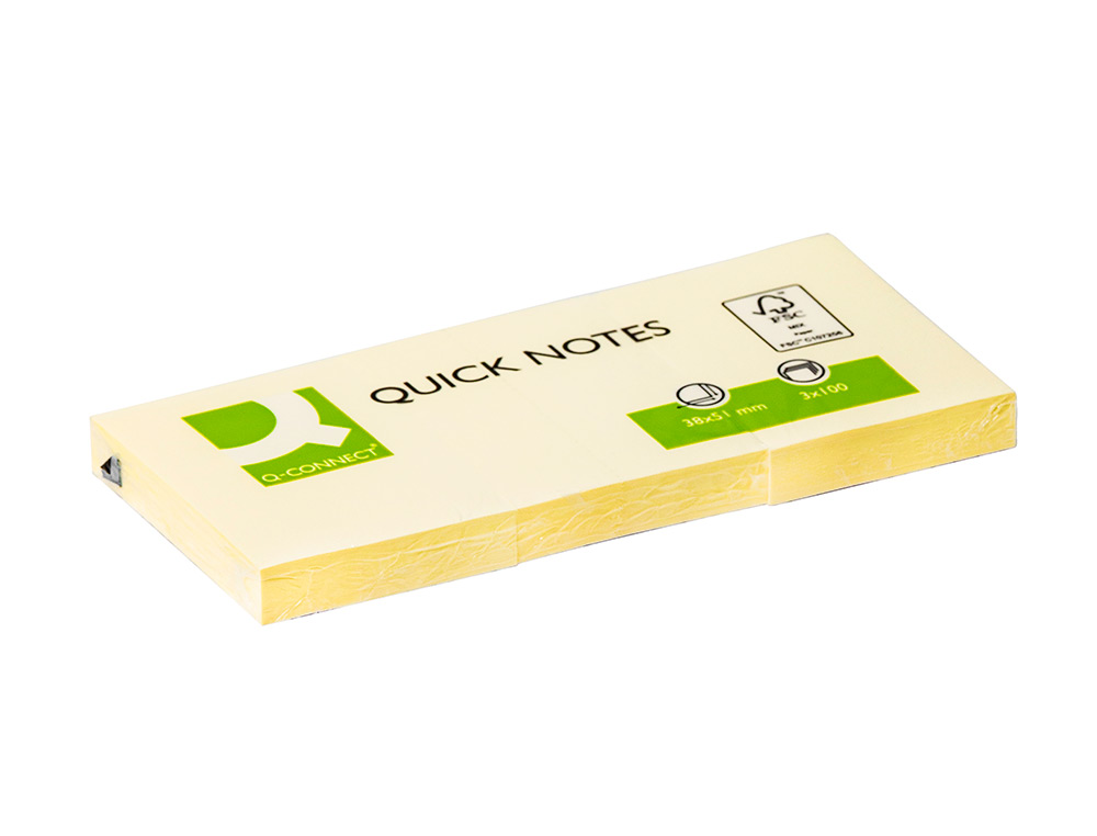 Bloco de notas adesivas q-connect amarelo 40 x 50 mm ( Imagem 3 de 8 ) - Preview