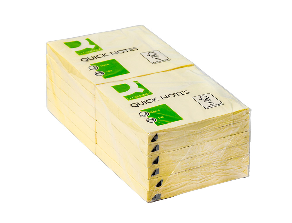 Bloco de notas adesivas q-connect amarelo 75 x 75 mm (12 unidades) ( Imagem 2 de 8 ) - Preview